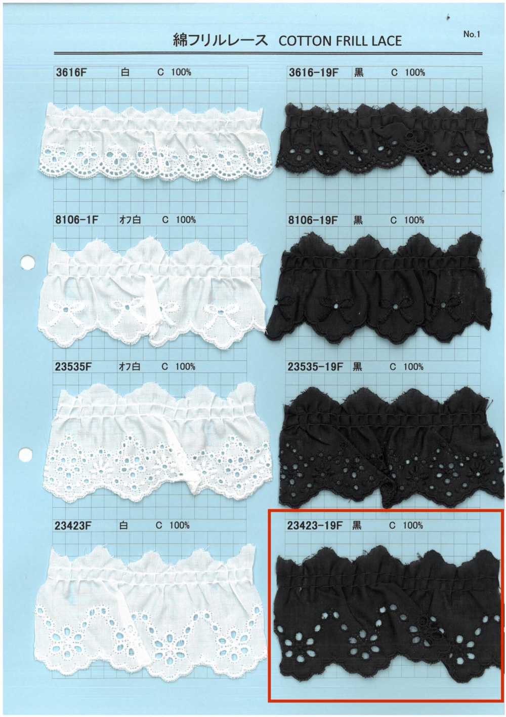 23423-19F Cotton Ruffle Lace Kyowa Lace