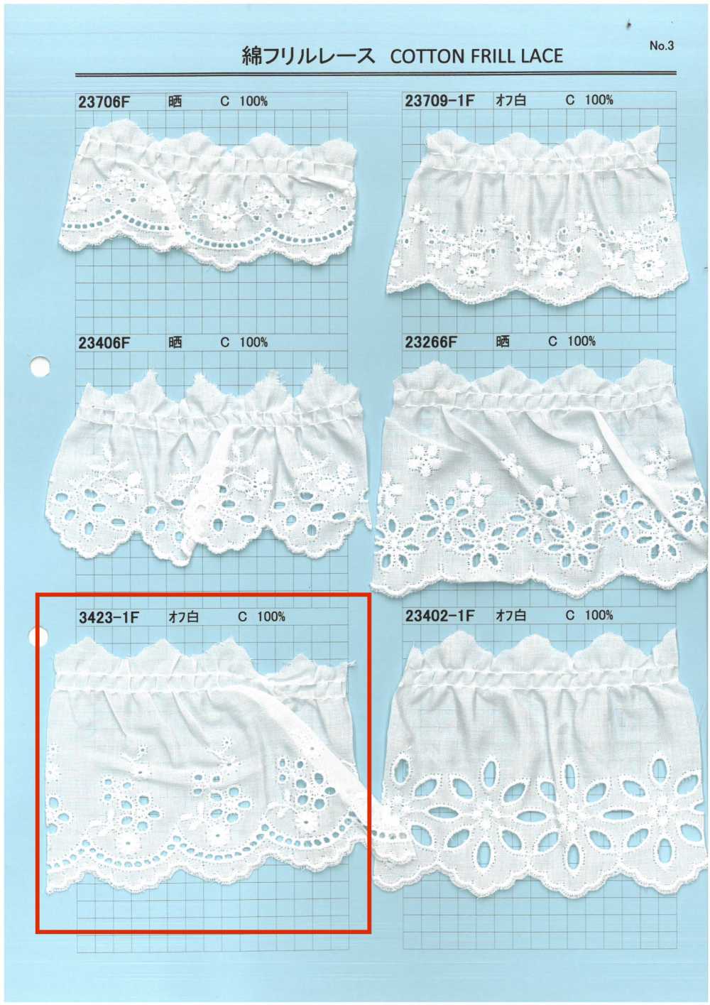 3423-1F Cotton Ruffle Lace Kyowa Lace