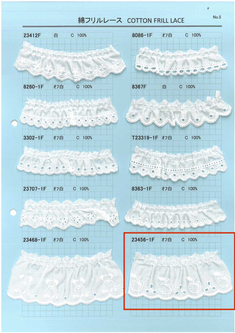 23456-1F Cotton Ruffle Lace Kyowa Lace