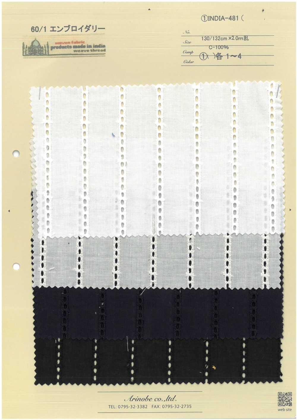 INDIA-481 60/1 Embroidery[Textile / Fabric] ARINOBE CO., LTD.