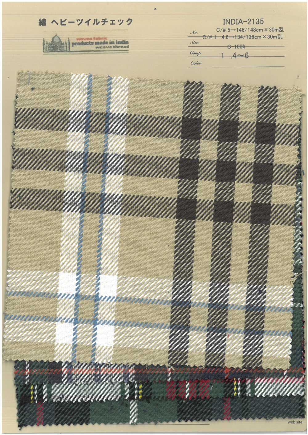 INDIA-2135 Cotton Heavy Twill Check[Textile / Fabric] Ariyoshi Shoten