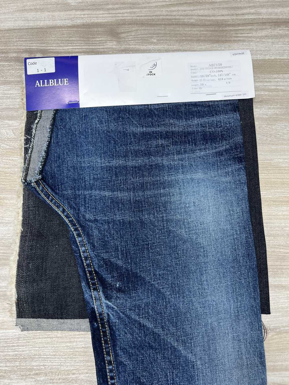 AB7150 12oz Vintage Denim[Textile / Fabric] ALLBLUE