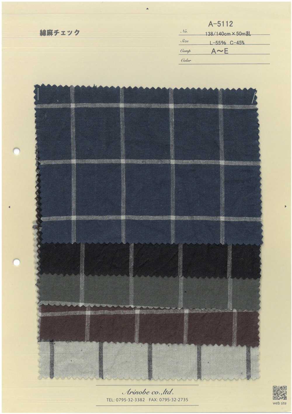 A-5112 Linen Check[Textile / Fabric] Ariyoshi Shoten