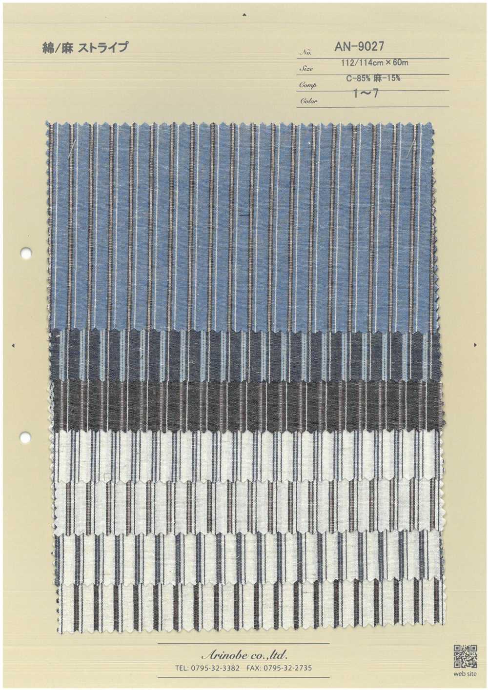AN-9027 Linen Linen Stripes[Textile / Fabric] ARINOBE