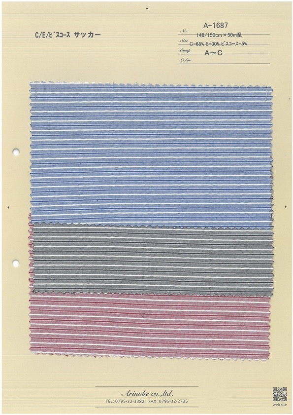 A-1687 C/E/Viscose Seersucker[Textile / Fabric] ARINOBE