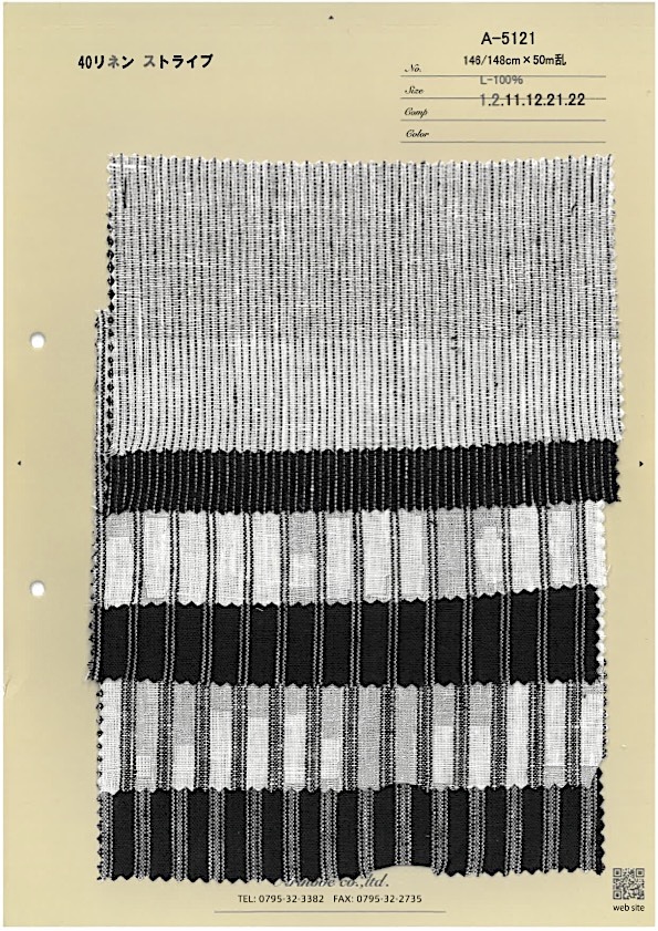 A-5121 40 Linen Stripe[Textile / Fabric] ARINOBE