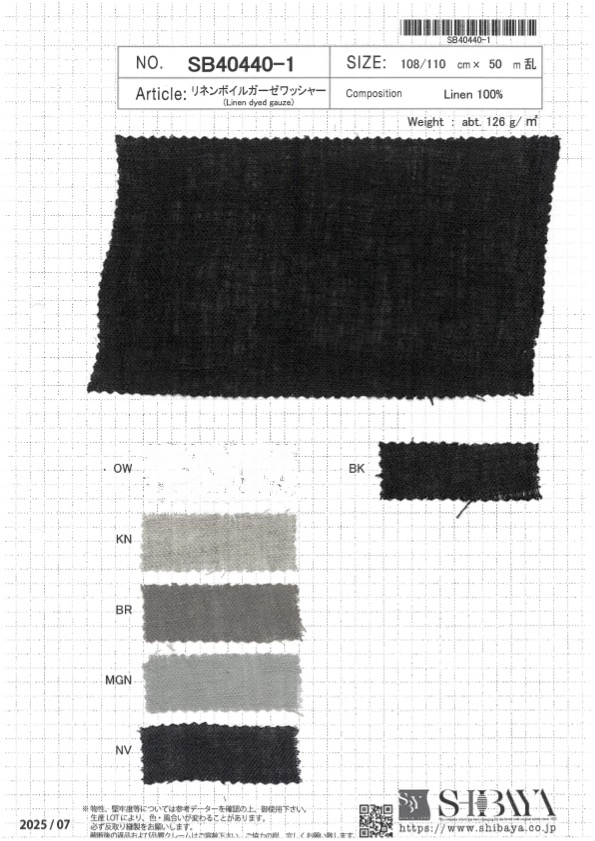 SB40440-1 Linen Voile Gauze Wash Finish[Textile / Fabric] SHIBAYA