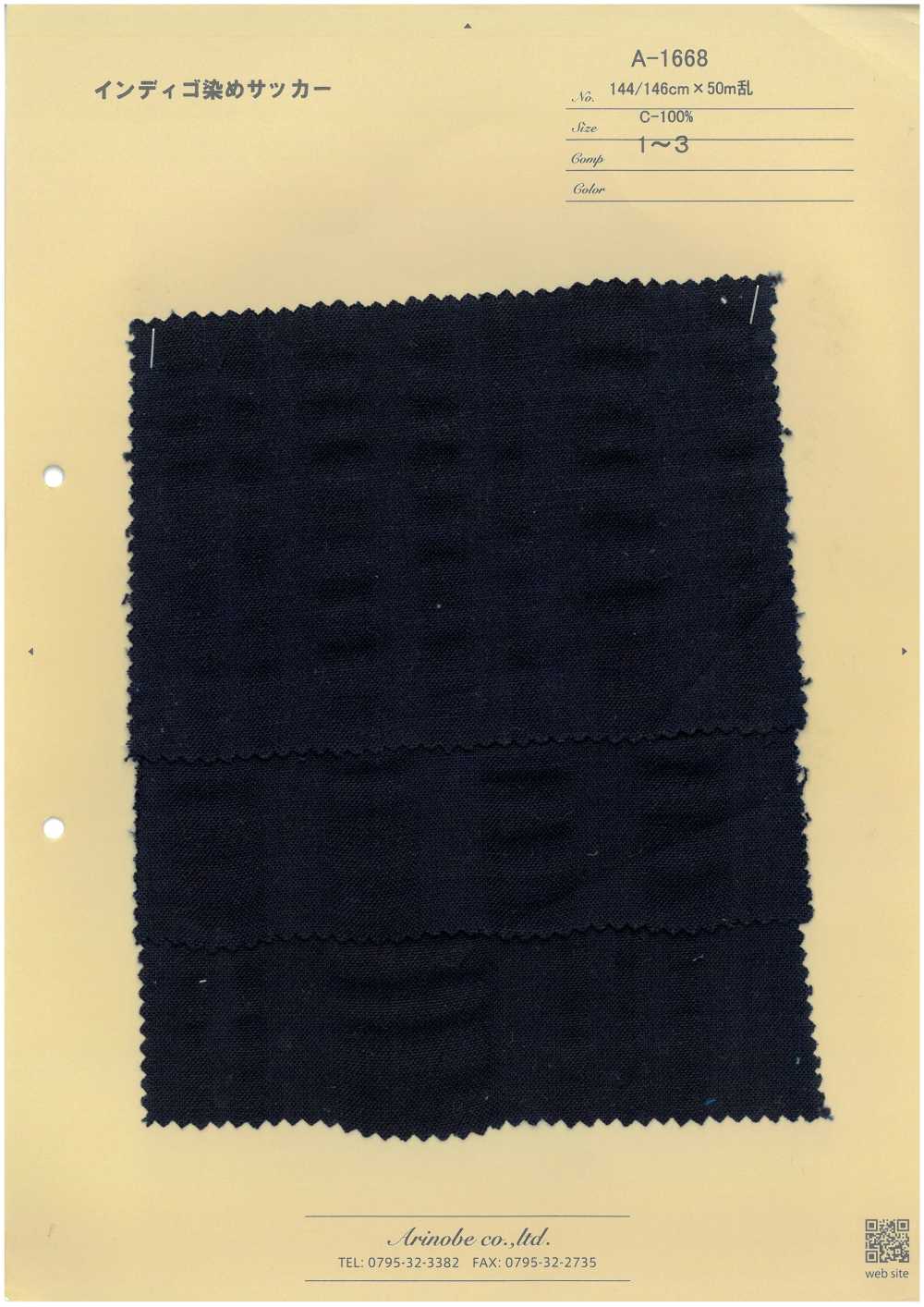 A-1668 Indigo Dyed Seersucker[Textile / Fabric] ARINOBE