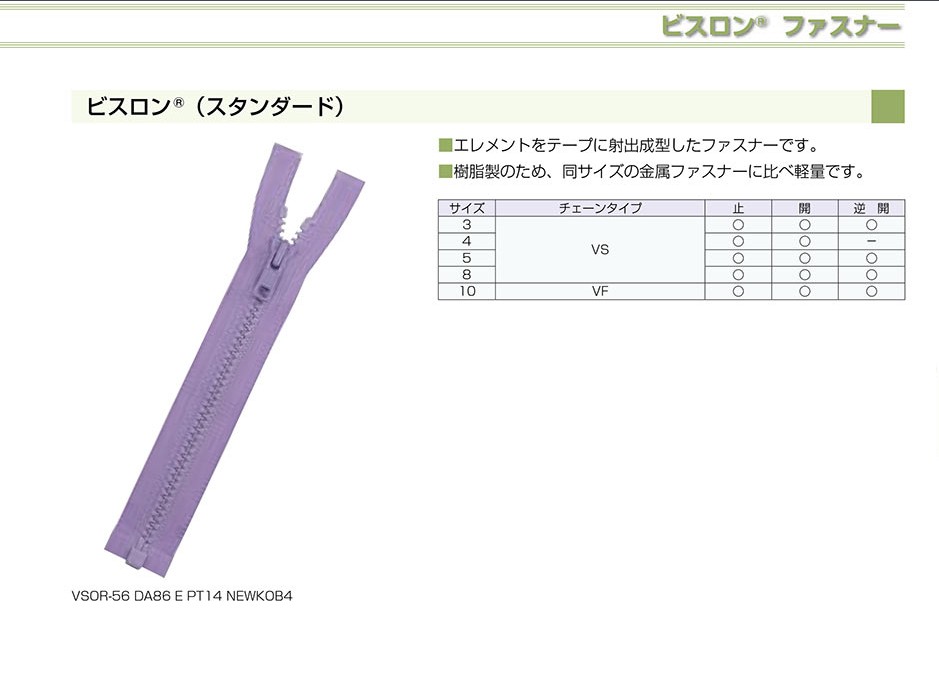 3VSC-SLSH-H Head Alignment Vislon® Zipper Size 3 Closed End YKK