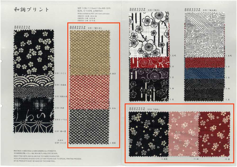 B88225Z Uneven Thread Cloth, Japanese Style Pattern, Half-fold[Textile / Fabric] VANCET