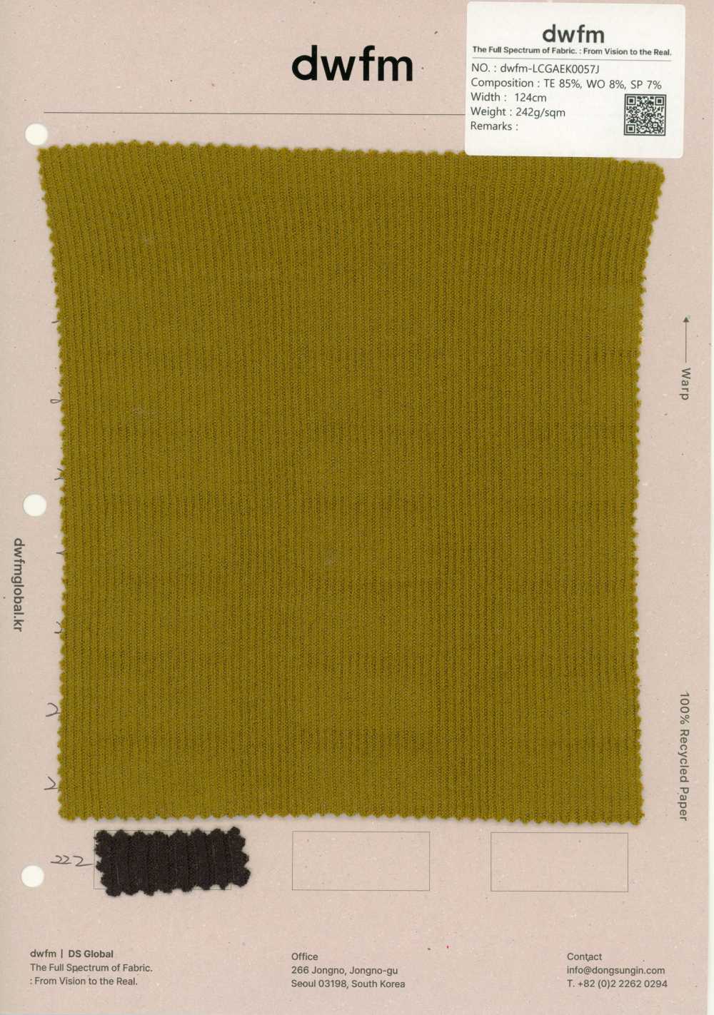 DWFM-LCGAEK0057J Tencel™ Wool Stretch Rib Knit[Textile / Fabric]
