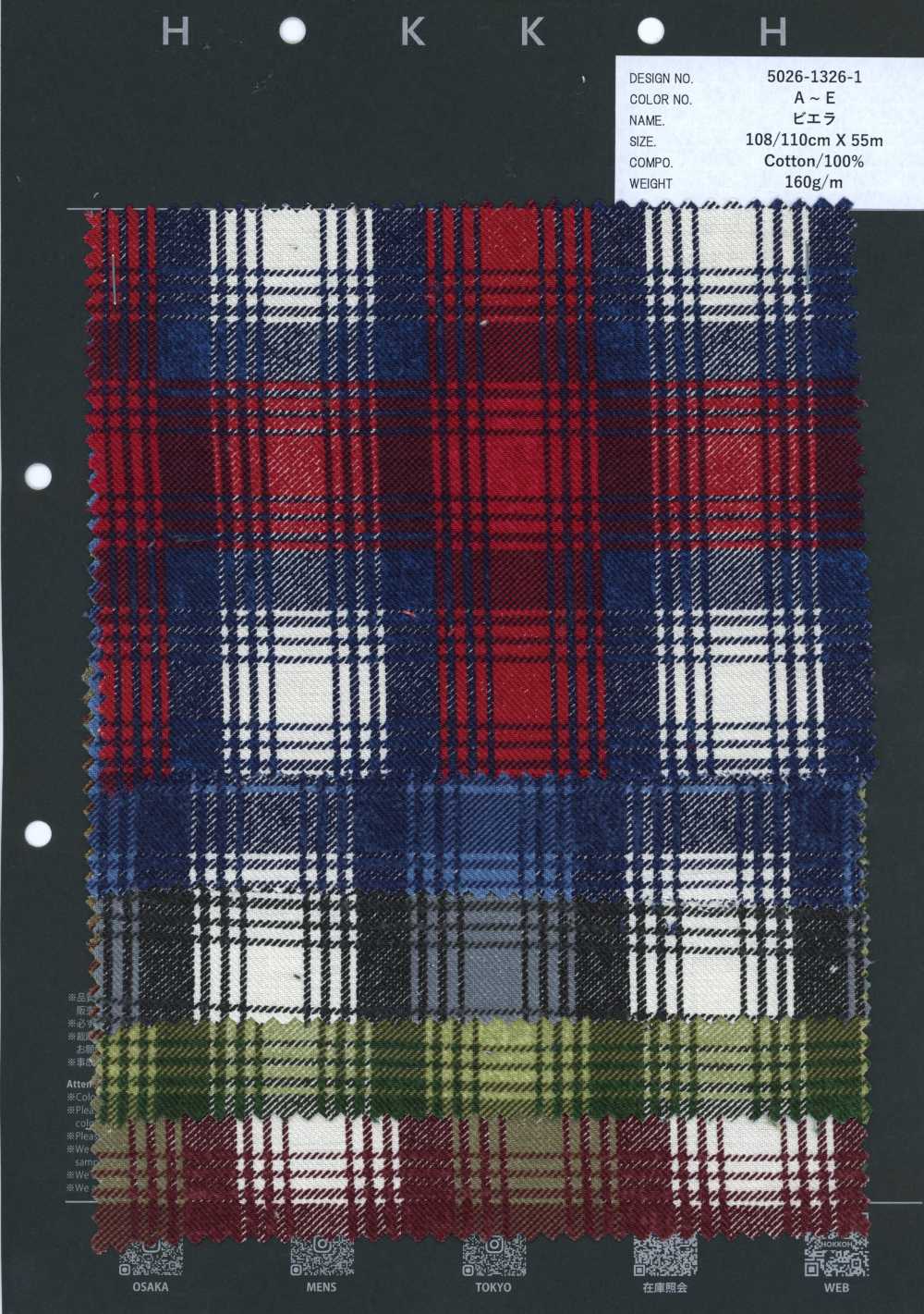 5026-1326-1 Viyella Printed Check[Textile / Fabric] HOKKOH