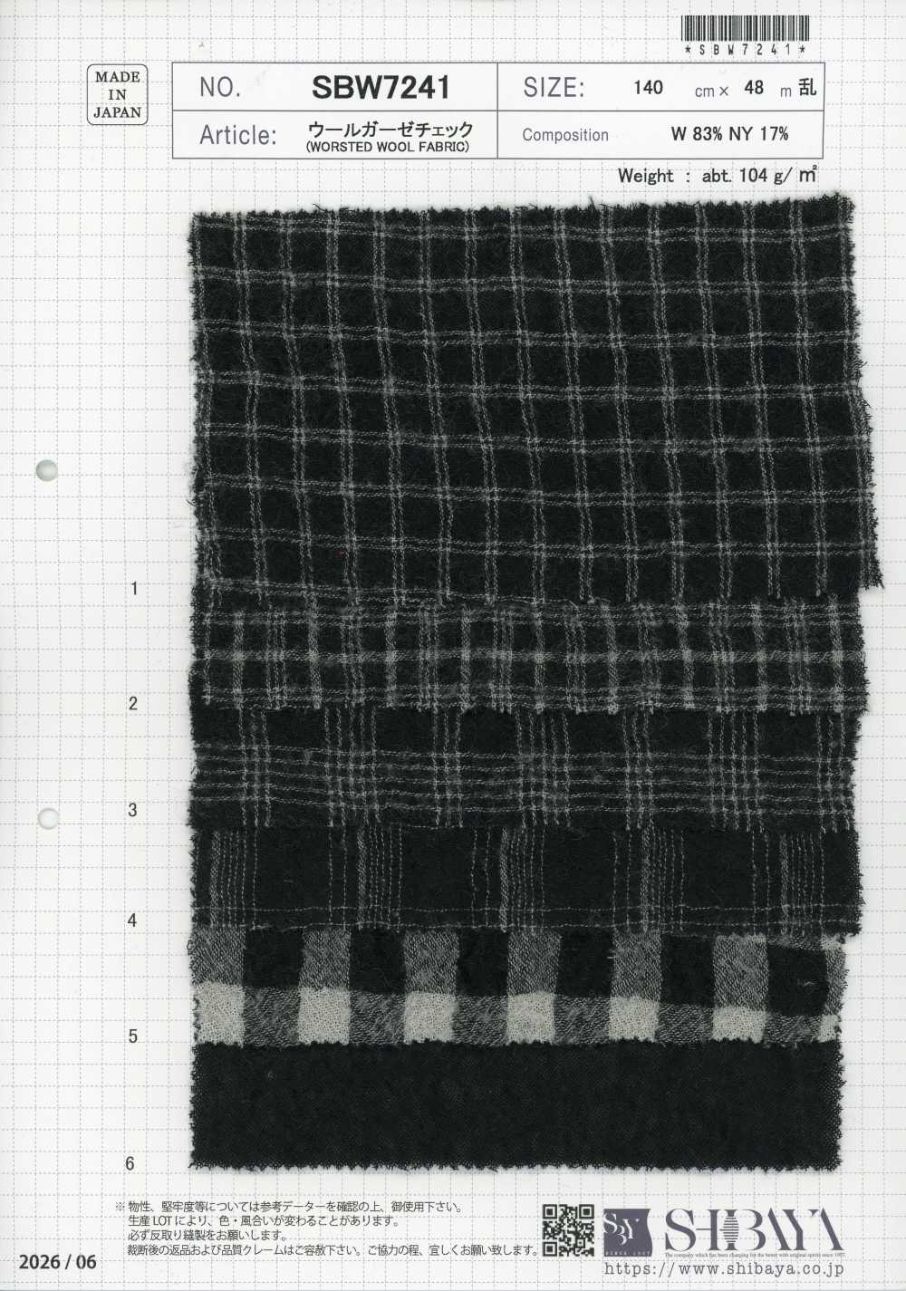 SBW7241 Wool Gauze Check[Textile / Fabric] SHIBAYA