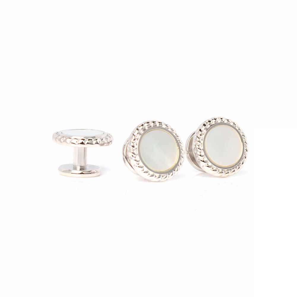 A-3-S Sterling Silver Stud Button White Mother Of Pearl Shell Silver Round Shape[Formal Accessories] Yamamoto(EXCY)