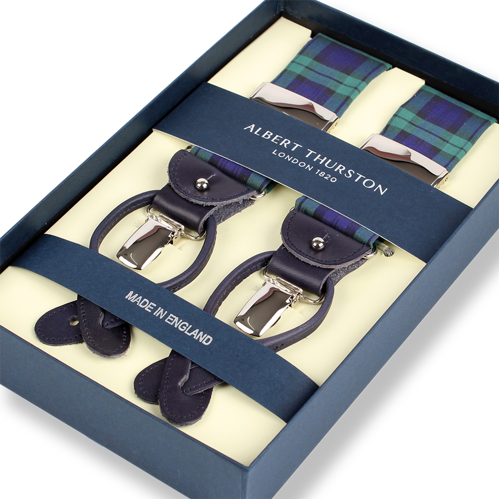 AT-S7 ALBERT THURSTON Suspenders Green Tartan Check[Formal Accessories] ALBERT THURSTON