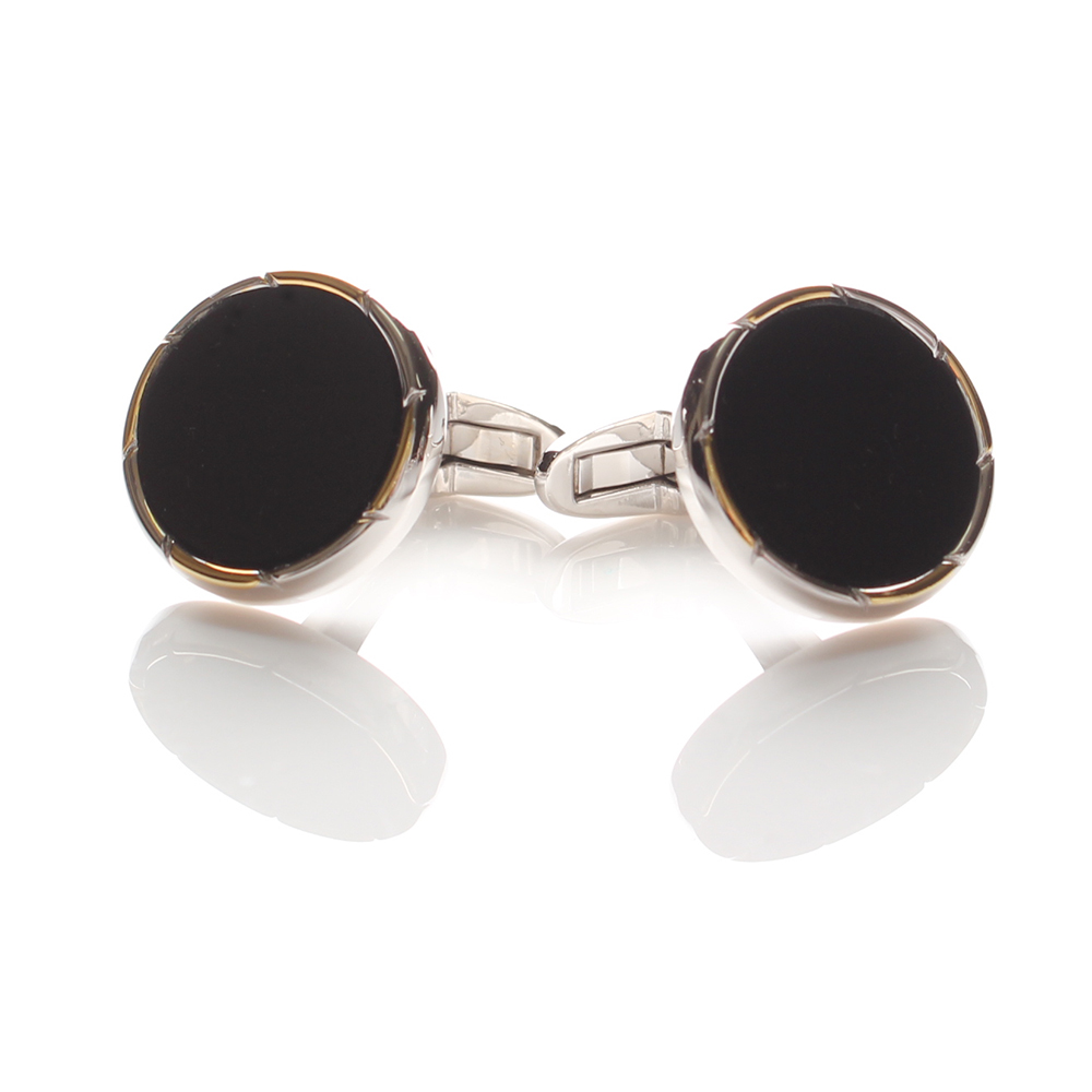 CB-1 Formal Cufflinks Onyx Gold &amp; Silver Round[Formal Accessories] Yamamoto(EXCY)