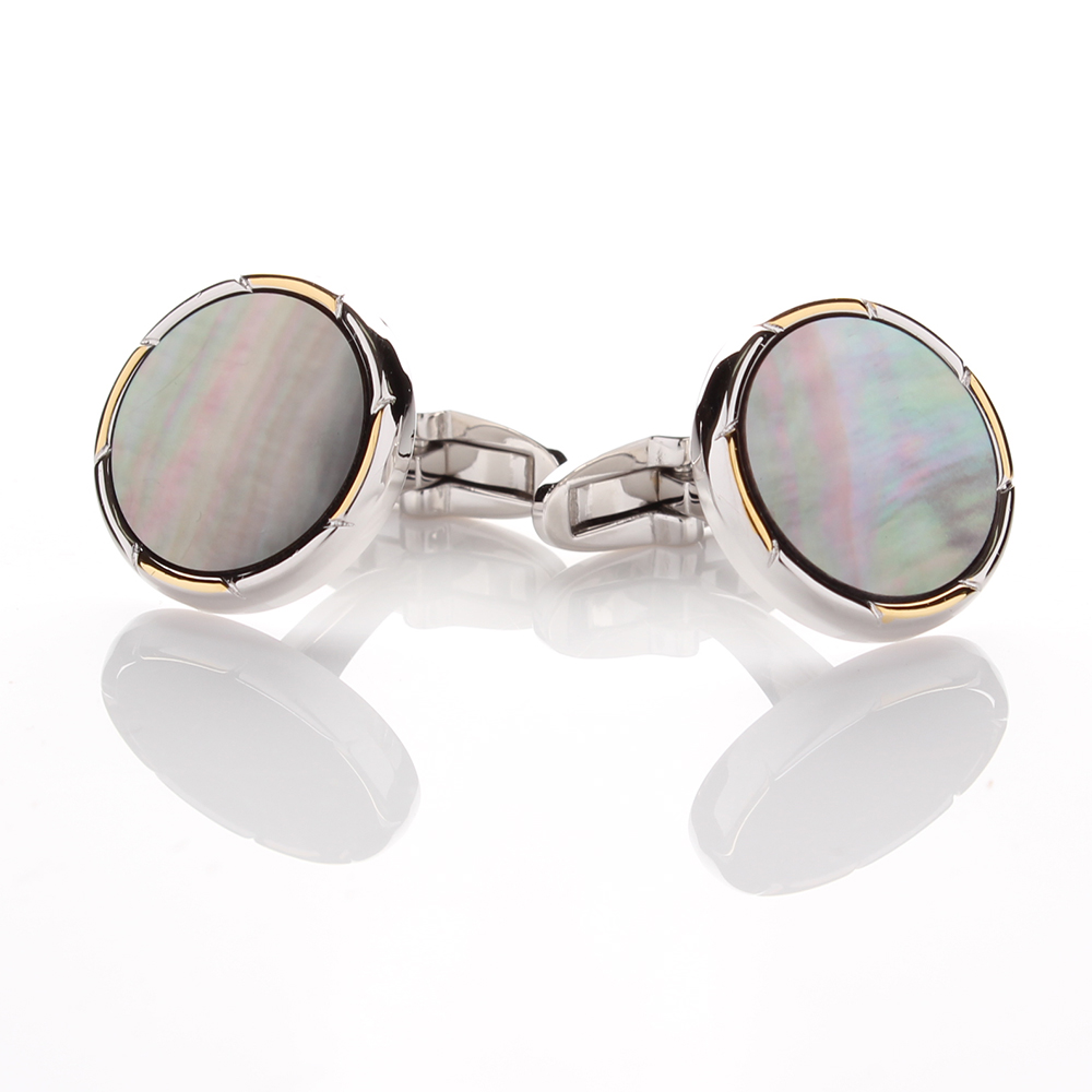 CB-2 Formal Cufflinks, Mother Of Pearl Shell, Gold And Silver, Round[Formal Accessories] Yamamoto(EXCY)