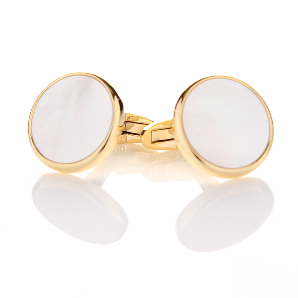 F-3-C Formal Cufflinks, Mother Of Pearl Shell , Gold, Round[Formal Accessories] Yamamoto(EXCY)