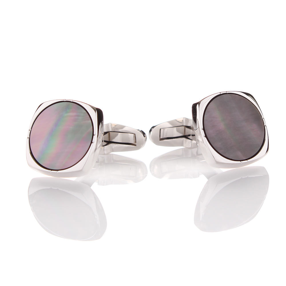 K-2 Pure Silver Formal Cufflinks, Mother Of Pearl Shell Silver Rounded Corners[Formal Accessories] Yamamoto(EXCY)