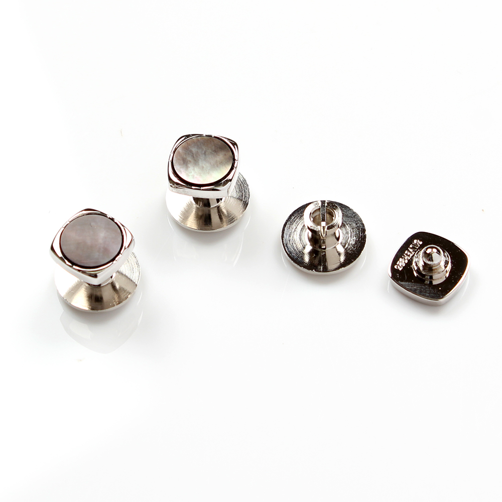 K-2 Stud Buttons Made Of Pure Silver With Rounded Corners And Mother Of Pearl Shell[Formal Accessories] Yamamoto(EXCY)