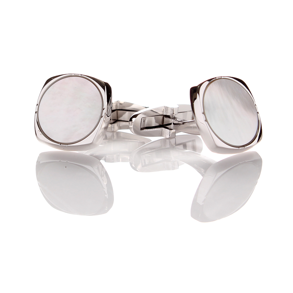 K-3 Sterling Silver Formal Cufflinks, Mother Of Pearl Shell Silver Rounded Corners[Formal Accessories] Yamamoto(EXCY)