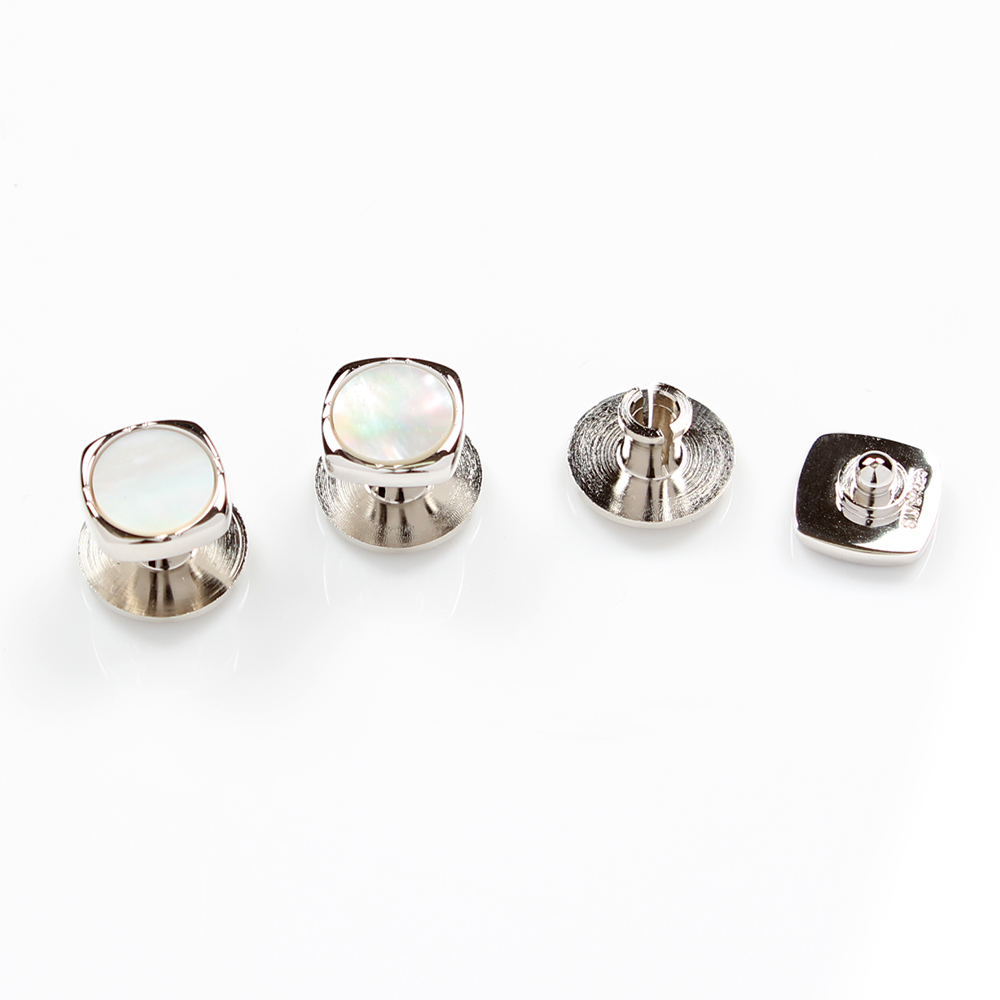 K-3 Sterling Silver Stud Buttons , Mother Of Pearl Shell Silver Rounded Corners[Formal Accessories] Yamamoto(EXCY)