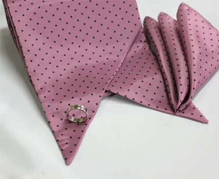 MS-305 Scarf Tie And Handkerchief Set, Polka Dot Pattern, Purple[Formal Accessories] Yamamoto(EXCY)