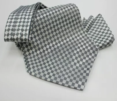 MS-5005 Hand-tied Ascot Tie And Handkerchief Set In Grey Check[Formal Accessories] Yamamoto(EXCY)