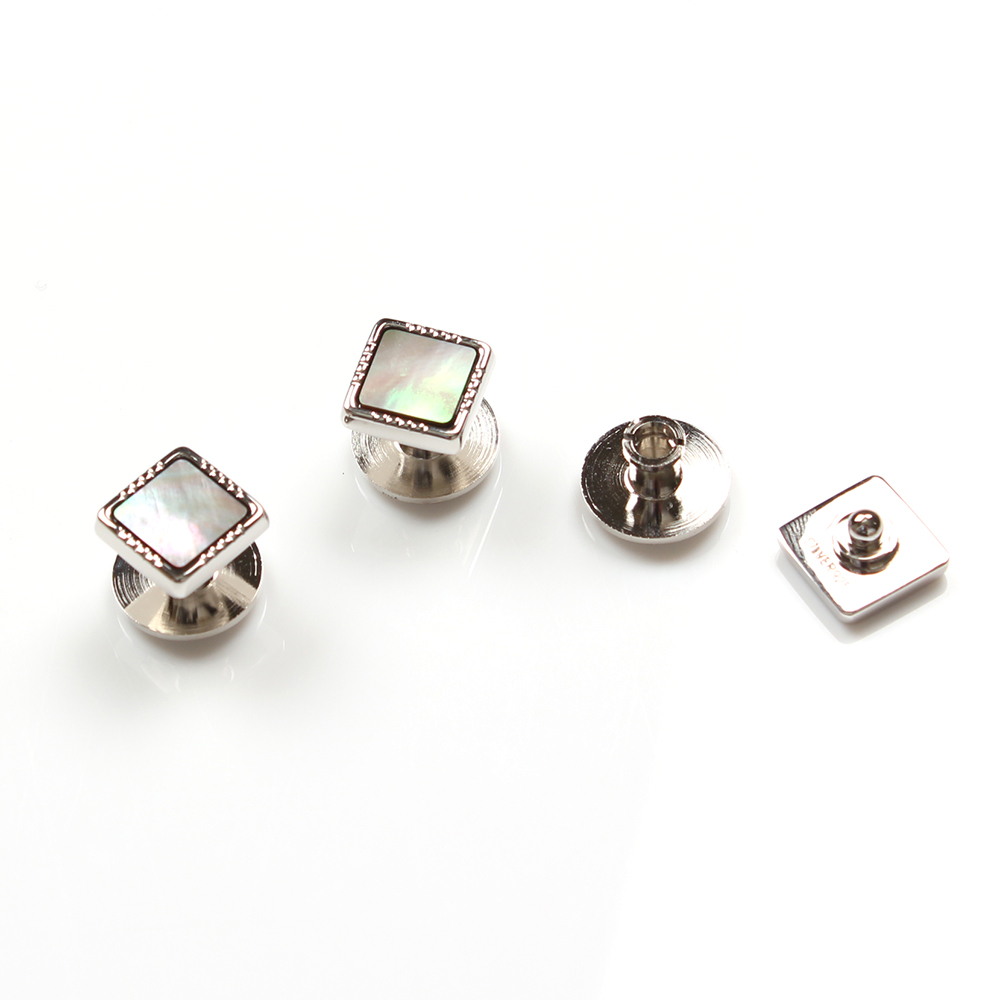 P-2 Sterling Silver Stud Buttons, Mother Of Pearl Shell Silver Square Type[Formal Accessories] Yamamoto(EXCY)