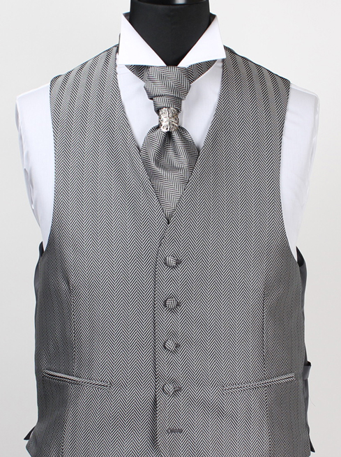 V-24 Formal Vest Made In Japan Herringbone Silver[Formal Accessories] Yamamoto(EXCY)