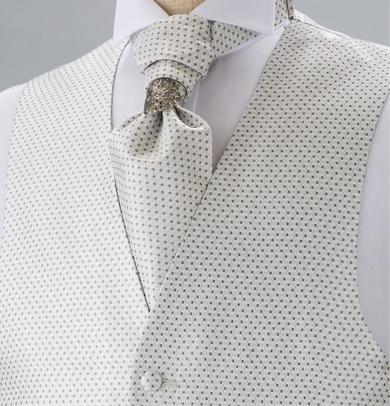 V-902 Formal Vest Silk Jacquard Small Pattern Silver[Formal Accessories] Yamamoto(EXCY)
