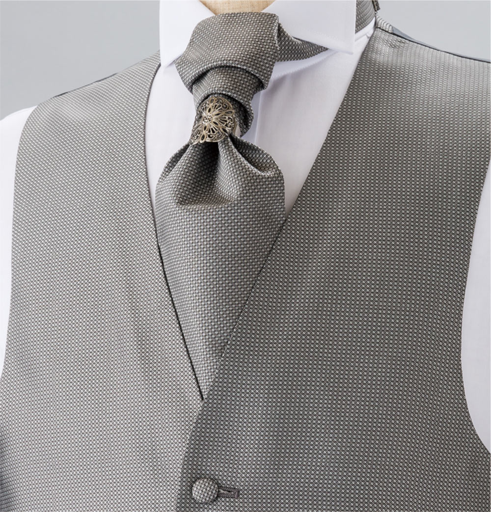 YT-300 Domestic Silk Ascot Tie(Europe Tie Tie) Small Pattern Gray[Formal Accessories] Yamamoto(EXCY)