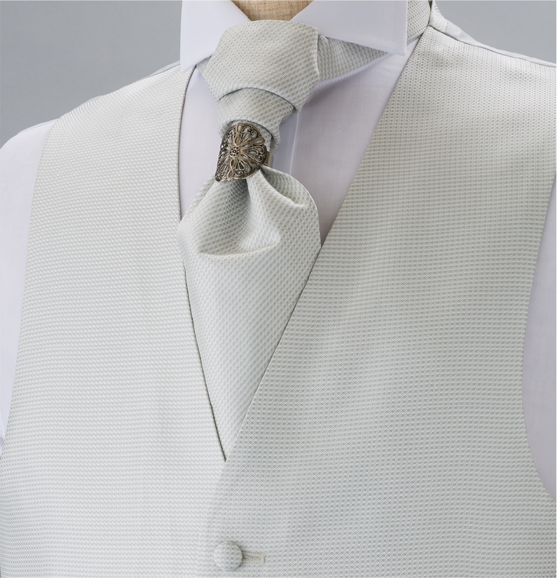 YT-301 Domestic Silk Ascot Tie(Europe Tie Thai) Small Pattern Silver[Formal Accessories] Yamamoto(EXCY)