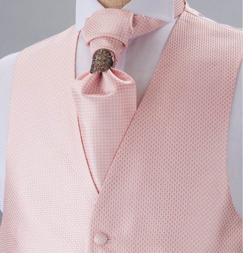 YT-984 Domestic Silk Ascot Tie(Europe Tie Tie) Moss Stitch Pattern Pink[Formal Accessories] Yamamoto(EXCY)