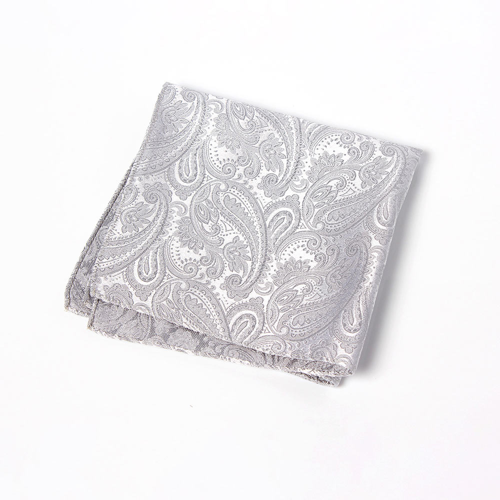 VCF-38 VANNERS Textile Used Pocket Square Paisley Pattern Light Gray[Formal Accessories] Yamamoto(EXCY)