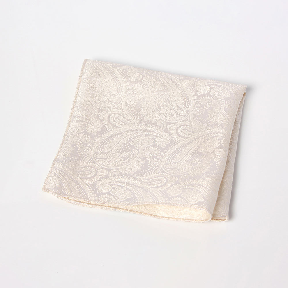 VCF-40 VANNERS Textile Used Pocket Square Paisley Pattern Champagne White[Formal Accessories] Yamamoto(EXCY)