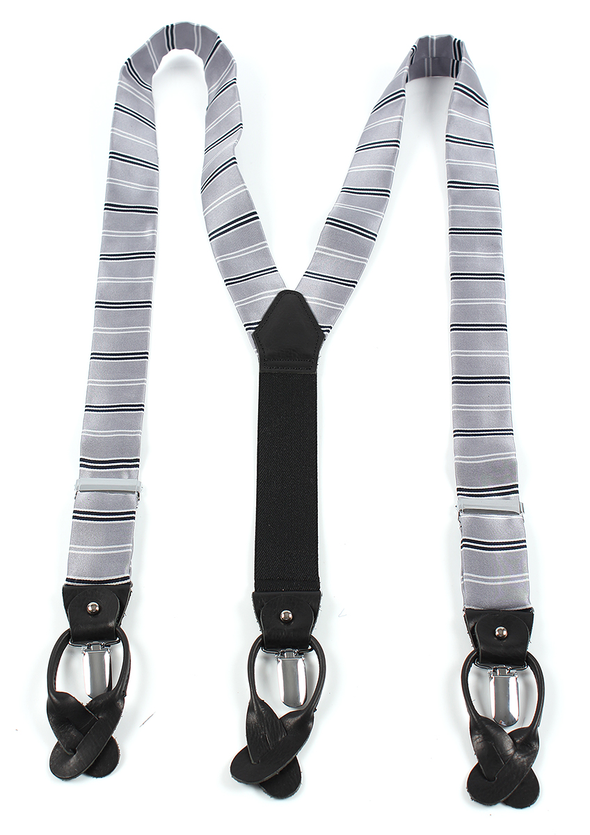 VSR-45 VANNERS Textile Used Suspenders Border Pattern Silver[Formal Accessories] Yamamoto(EXCY)
