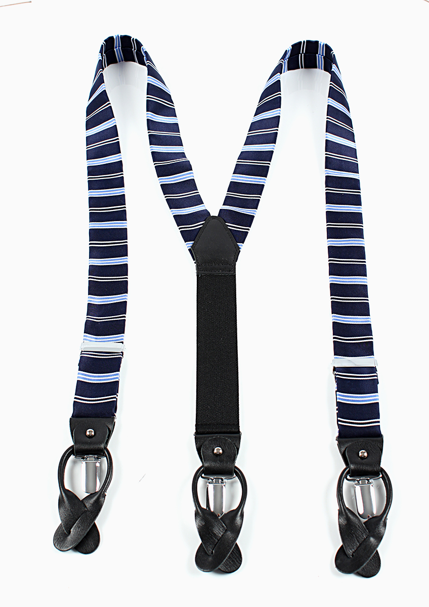VSR-46 VANNERS Textile Used Suspenders Border Pattern Navy Blue[Formal Accessories] Yamamoto(EXCY)