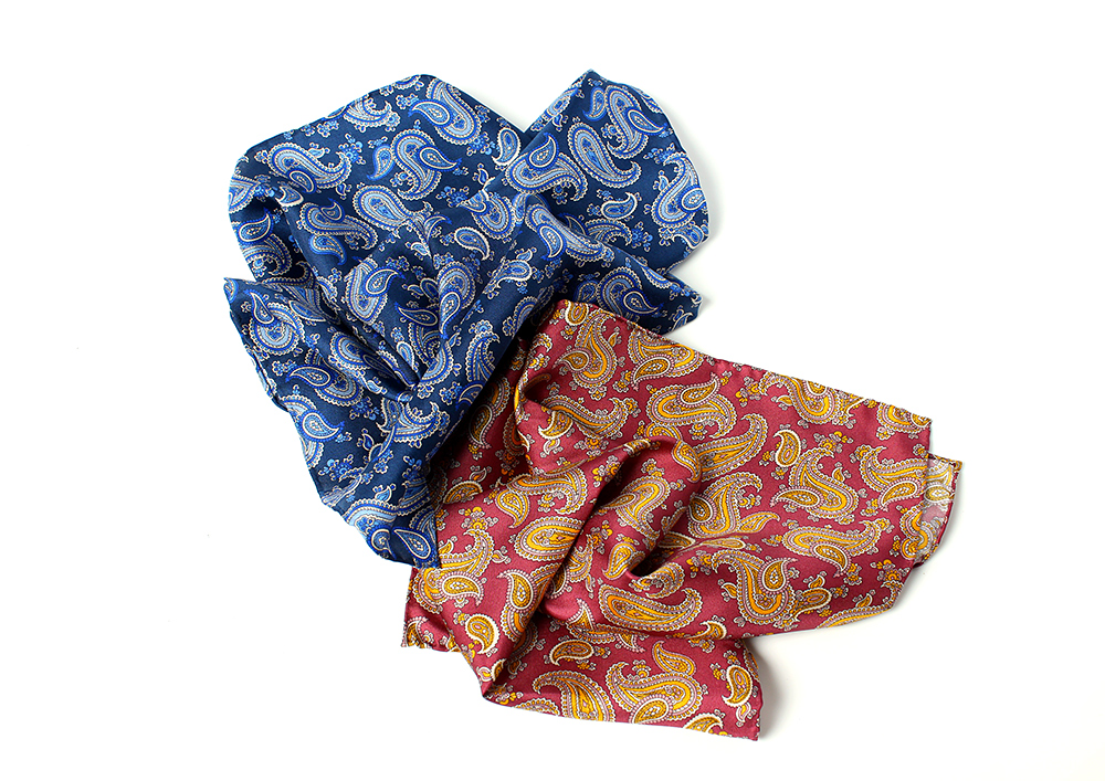 PNC-1 Neckerchief Italy Print Silk Paisley Blue / Wine Red[Formal Accessories] Yamamoto(EXCY)