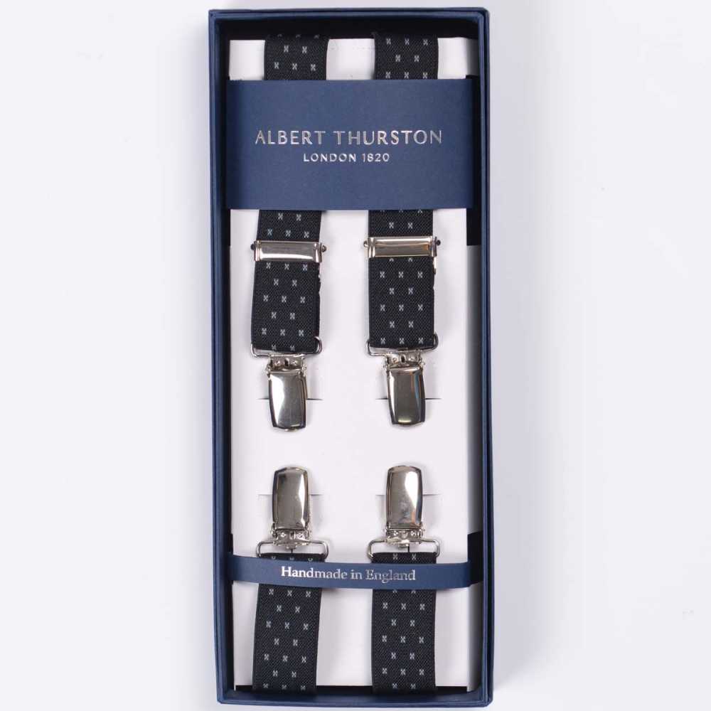 ATX-2447 Albert Thurston Suspenders, 4-point X- Brace Clip Closure, 25mm Elastic (Elastic Band)[Formal Accessories] ALBERT THURSTON