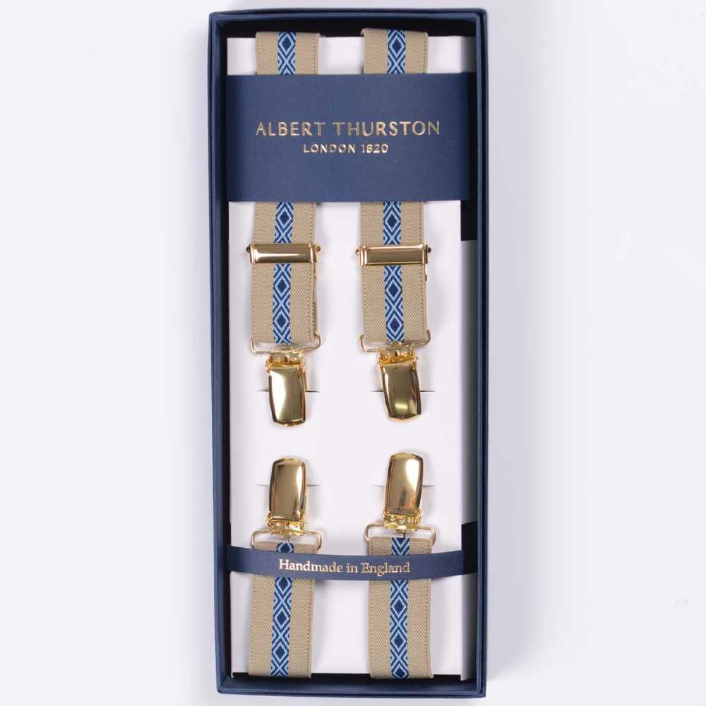 ATX-2595 Albert Thurston Suspenders, 4-point X- Brace Clip Closure, 25mm Elastic (Elastic Band)[Formal Accessories] ALBERT THURSTON