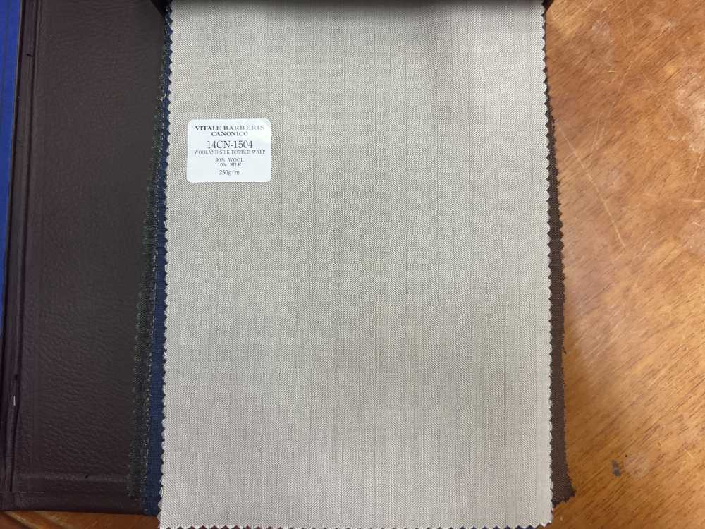 14CN-1504 CANONICO WOOL & SILK DOUBLE WARP Beige Herringbone[Textile] CANONICO