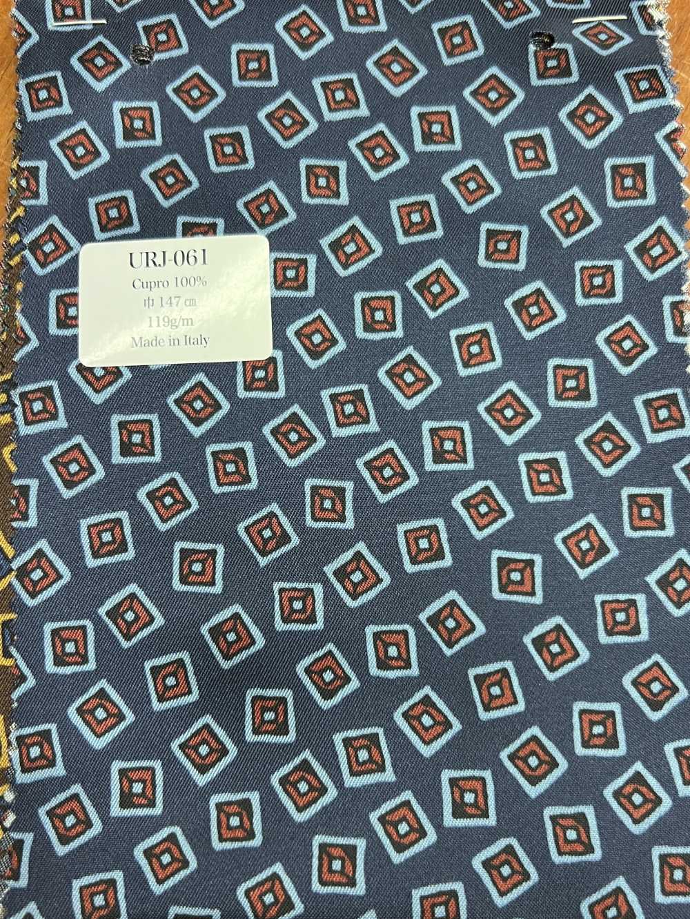 URJ-061 Made In Italy 100% Cupra Printed Lining Blue Box Pattern TCS