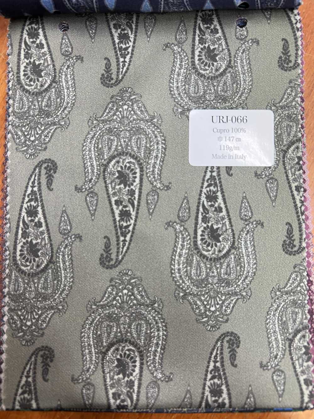 URJ-066 Made In Italy 100% Cupra Printed Lining Big Paisley Khaki TCS