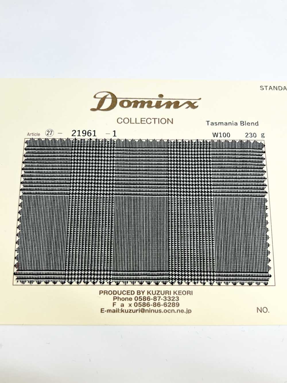 21961 Tasmania Blend Wool DOMINX Standard Collection High Quality Wool Glen Check[Textile] Katsuragi Wool (DOMINX)