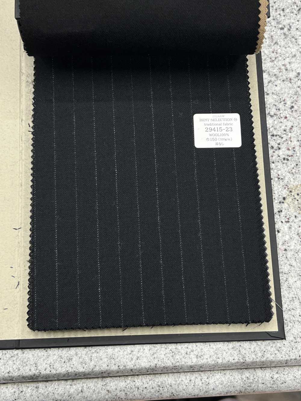 29415 TRADITIONAL FABRIC Multi-material Suit Fabric Black Chalk Stripe[Textile] Kunishima Co., Ltd.