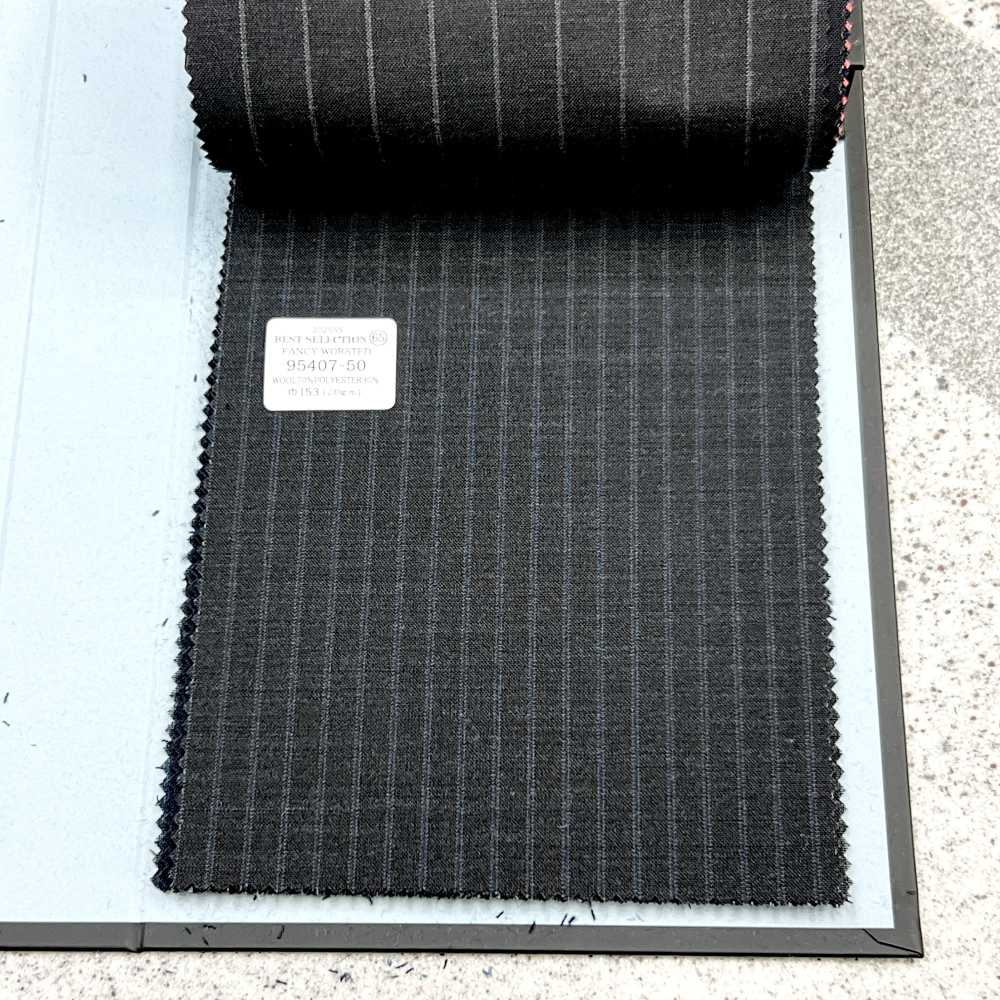 95407-50 25SS BEST SELECTION [FANCY WORSTED] Fancy Worsted Double Stripe Dark Grey[Textile] Kunishima Co., Ltd.