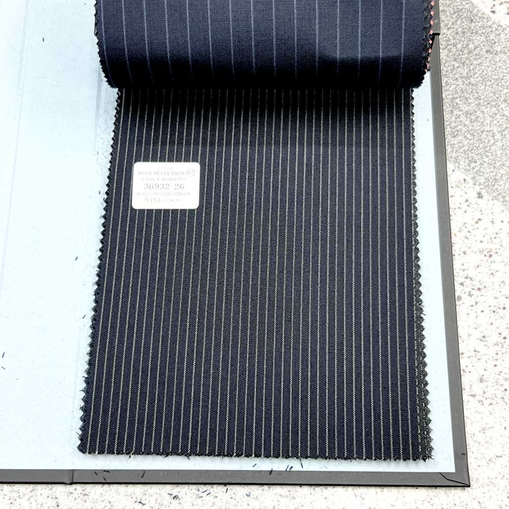 36932-26 25SS BEST SELECTION [FANCY WORSTED] Fancy Worsted Dark Navy Stripes[Textile] Kunishima Co., Ltd.