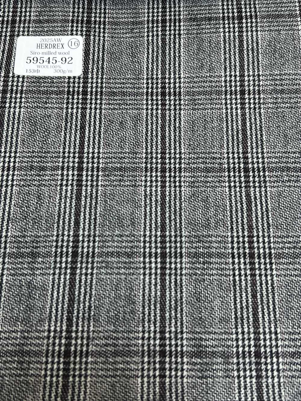 59545-92 25AW HERDREX [Siro-milled Wool] Siro-milled Wool Light Gray Glen Check[Textile] Kunishima Co., Ltd.