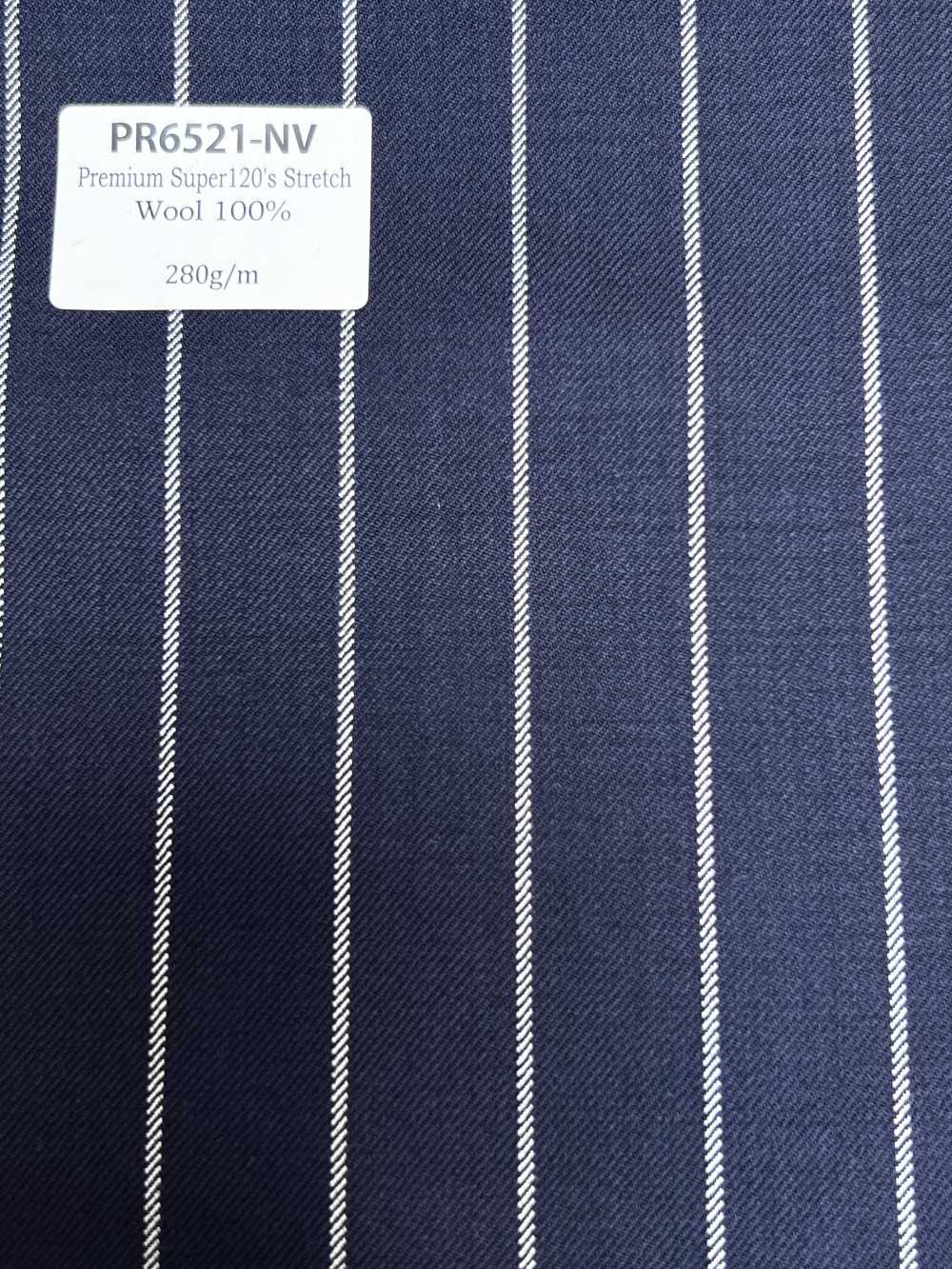 PR6521-NV Standard Japanese Premium Super120's Stretch Stripe Navy[Textile]